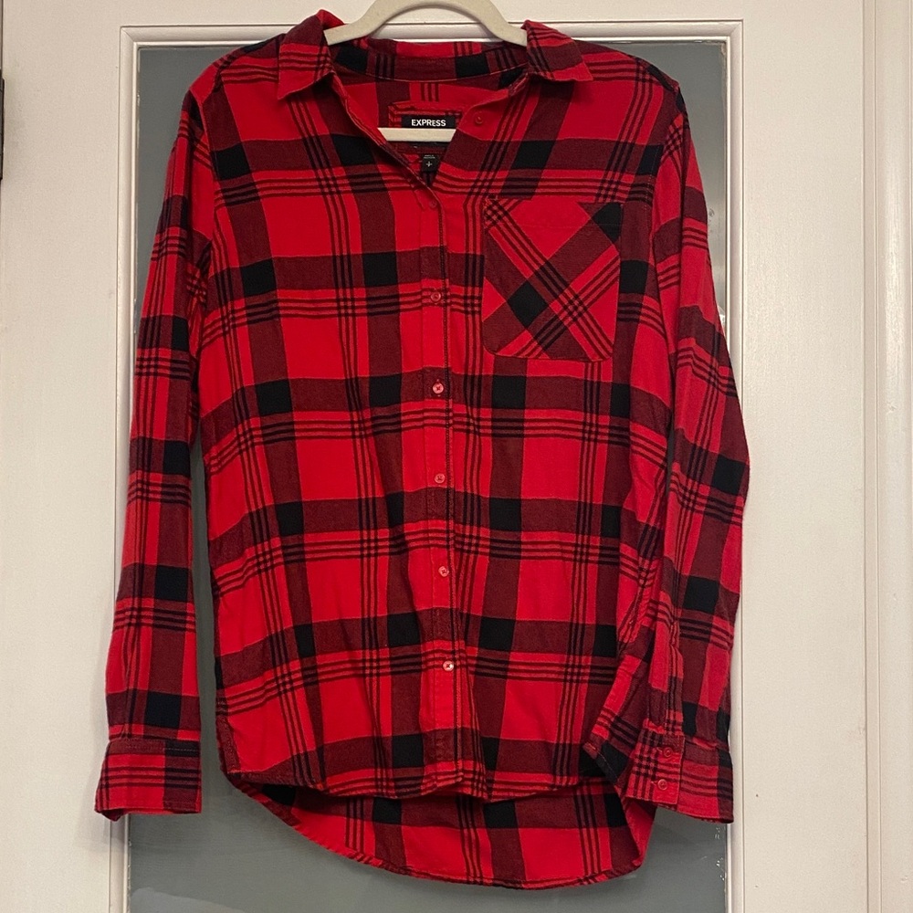 Express Red and Black Checkered Shirt
